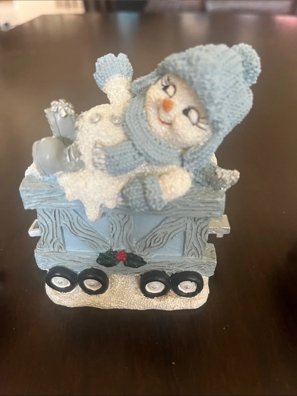 Encore Light Blue Snowman Train Trio with White Accents